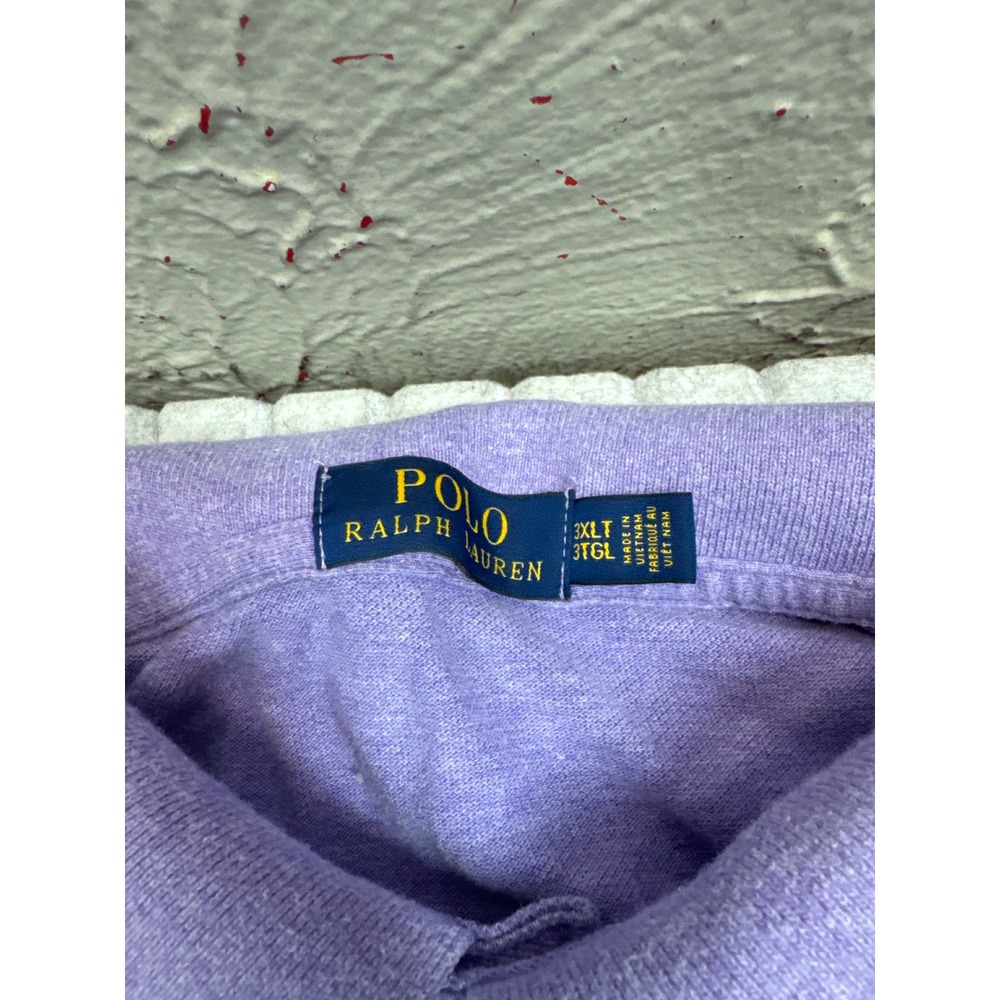 Polo Ralph Lauren Mens 3XLT Purple Heathered Short Sleeve Cotton Polo Shirt - Picture 2 of 7